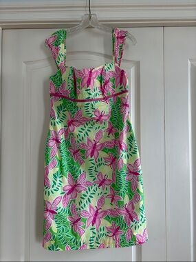 Lilly Pulitzer Natasha Dress Palm Green Summer Fling White Label Size 10